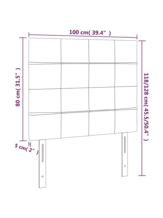 Čelo postele s LED krémové 100x5x118/128 cm textil