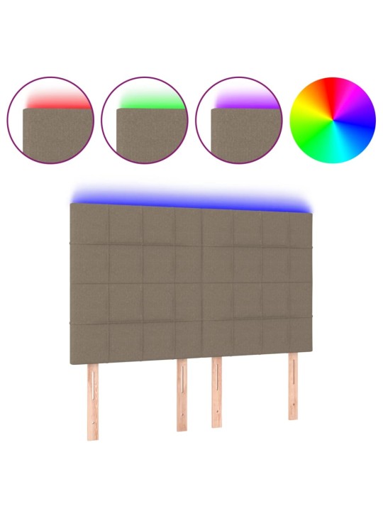Čelo postele s led taupe 144x5x118/128 cm textil
