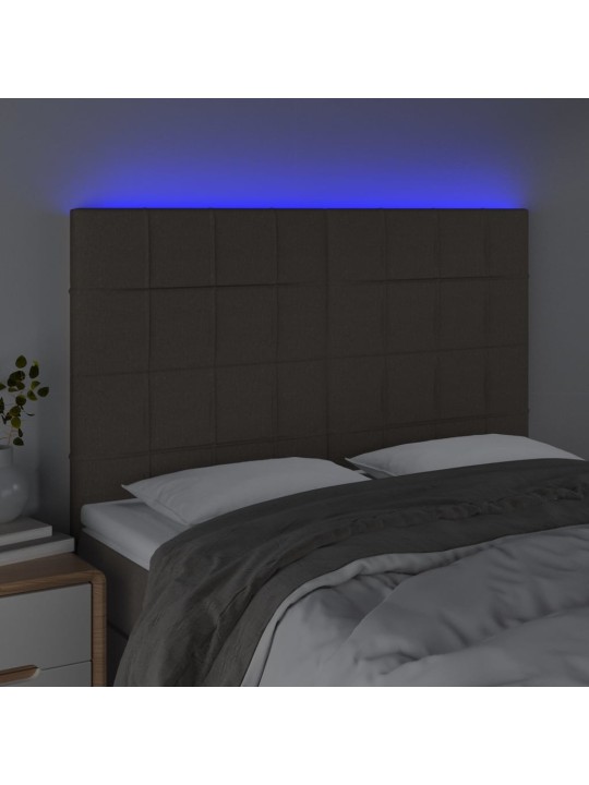 Čelo postele s led taupe 144x5x118/128 cm textil