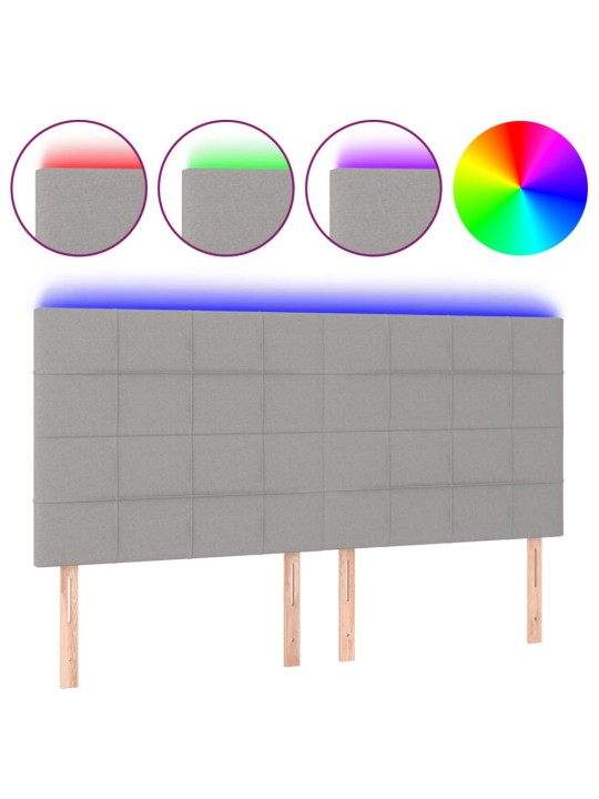 Čelo postele s LED světle šedé 160x5x118/128 cm textil
