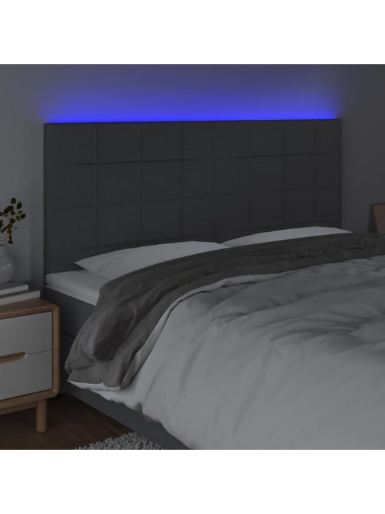 Čelo postele s LED tmavě šedé 160x5x118/128 cm textil