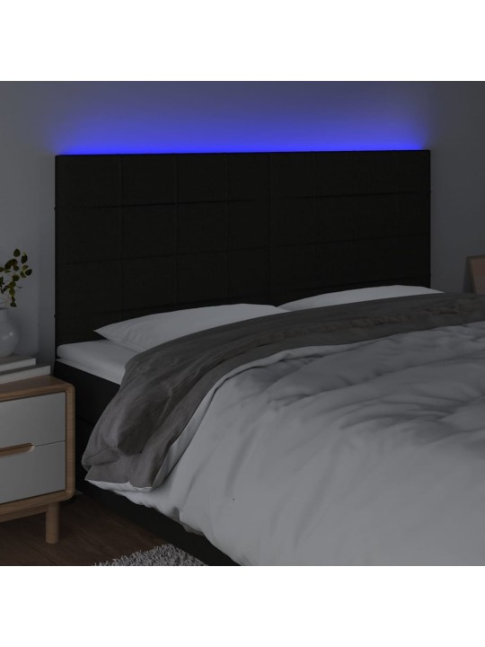 Čelo postele s LED černé 160x5x118/128 cm textil