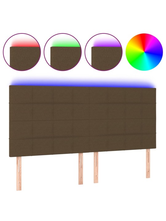 Čelo postele s led tmavě hnědé 160x5x118/128 cm textil