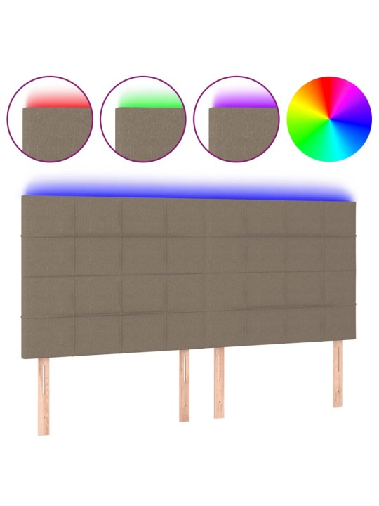 Čelo postele s led taupe 160x5x118/128 cm textil
