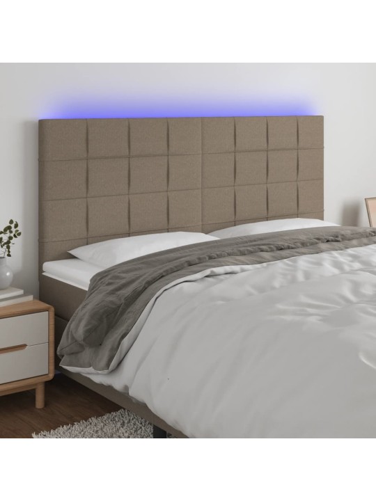 Čelo postele s led taupe 160x5x118/128 cm textil