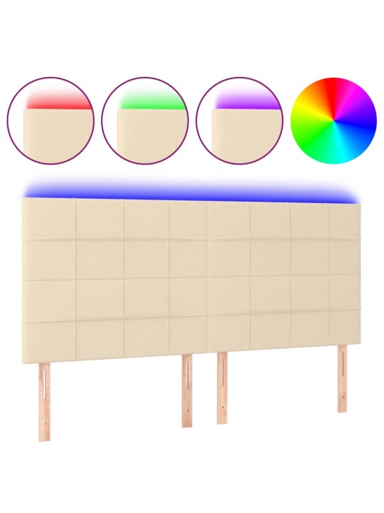 Čelo postele s led krémové 160x5x118/128 cm textil