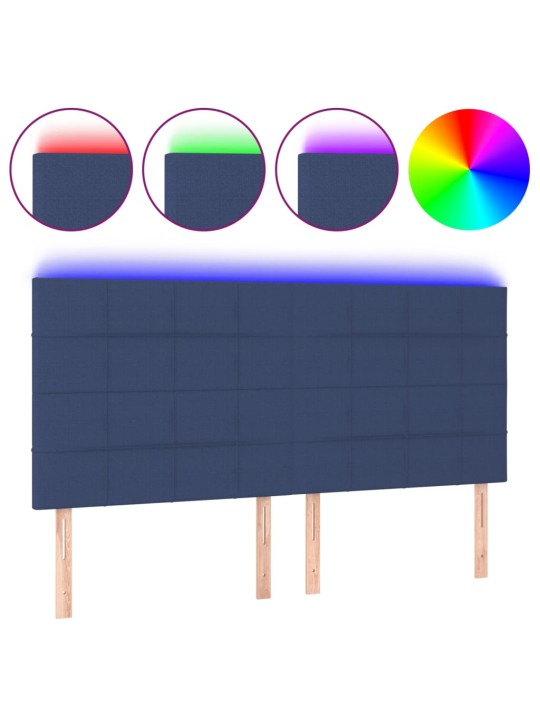 Čelo postele s led modré 160x5x118/128 cm textil