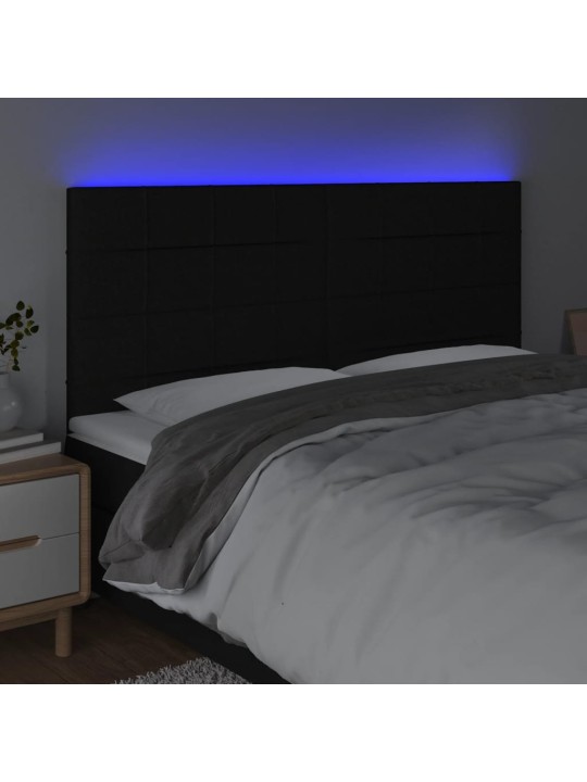 Čelo postele s LED černé 180x5x118/128 cm textil