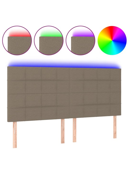 Čelo postele s LED taupe 180x5x118/128 cm textil