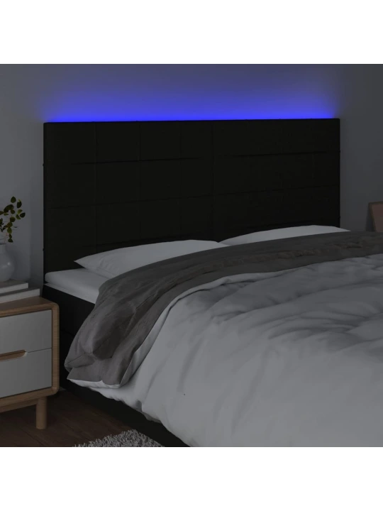 Čelo postele s LED černé 200x5x118/128 cm textil