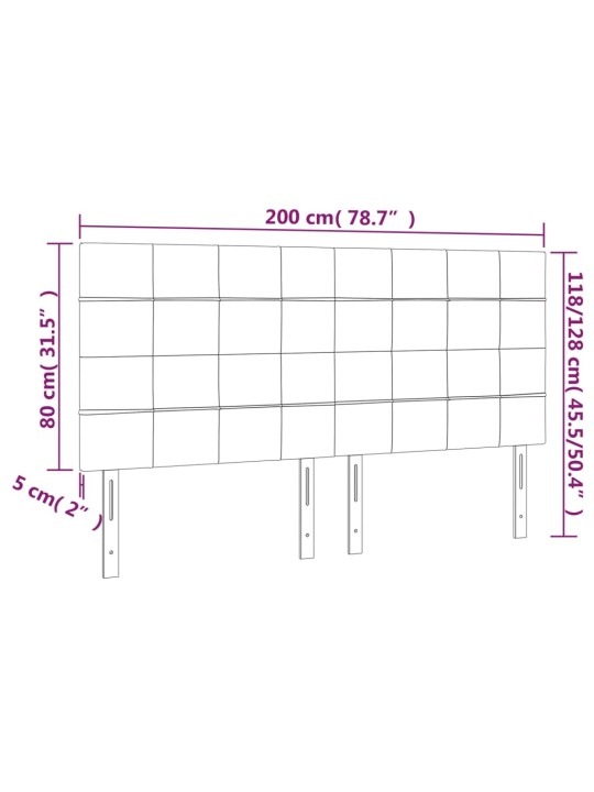 Čelo postele s LED černé 200x5x118/128 cm textil