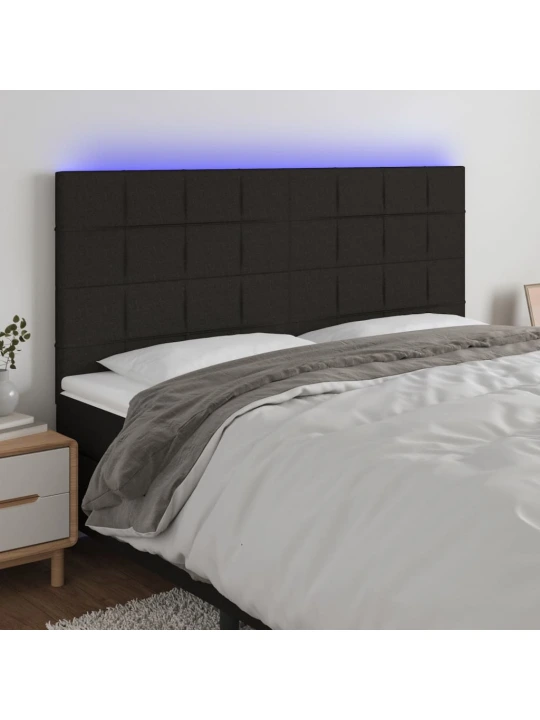Čelo postele s LED černé 200x5x118/128 cm textil