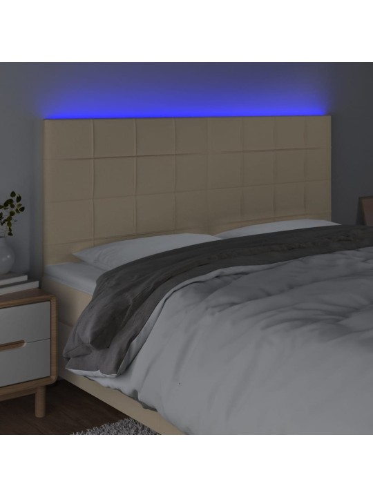 Čelo postele s led krémová 200x5x118/128 cm textil