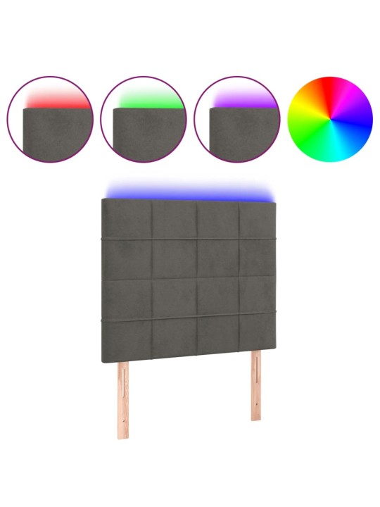 Čelo postele s LED tmavě šedé 80x5x118/128 cm samet