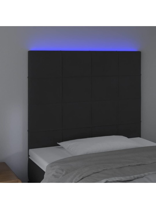 Čelo postele s LED černé 80x5x118/128 cm samet