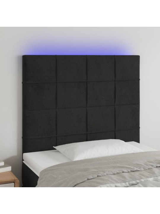 Čelo postele s LED černé 100x5x118/128 cm samet