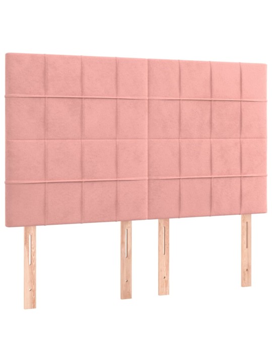 Čelo postele s led růžové 144x5x118/128 cm samet
