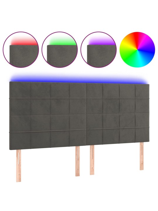 Čelo postele s LED tmavě šedé 160x5x118/128 cm samet