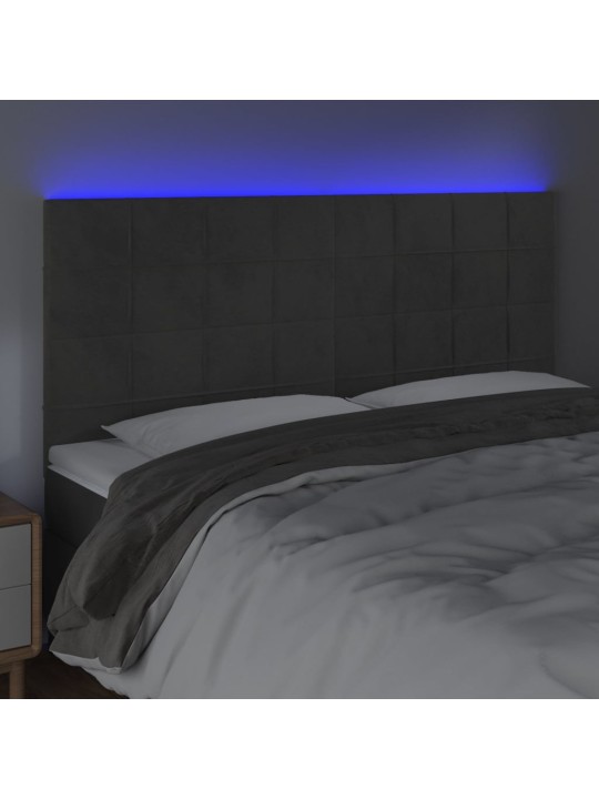 Čelo postele s LED tmavě šedé 160x5x118/128 cm samet