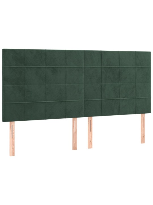 Čelo postele s led tmavě zelená 160x5x118/128 cm samet