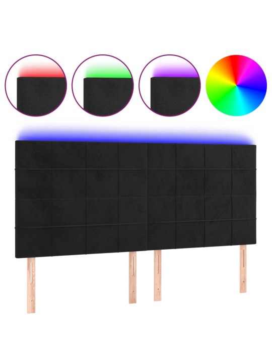 Čelo postele s LED černé 180x5x118/128 cm samet
