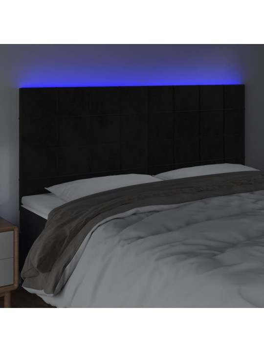 Čelo postele s LED černé 180x5x118/128 cm samet