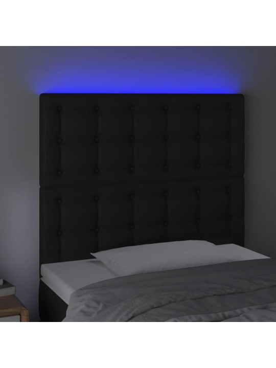 Čelo postele s LED černé 80x5x118/128 cm umělá kůže