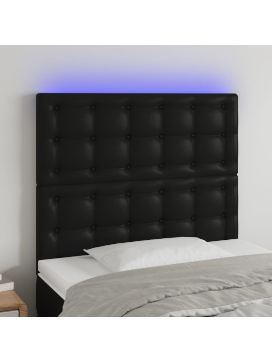 Čelo postele s LED černé 80x5x118/128 cm umělá kůže