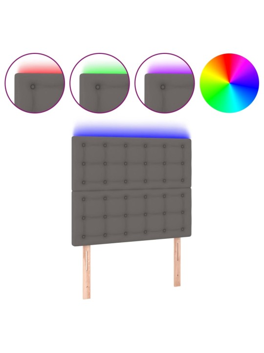 Čelo postele s LED šedé 80x5x118/128 cm umělá kůže