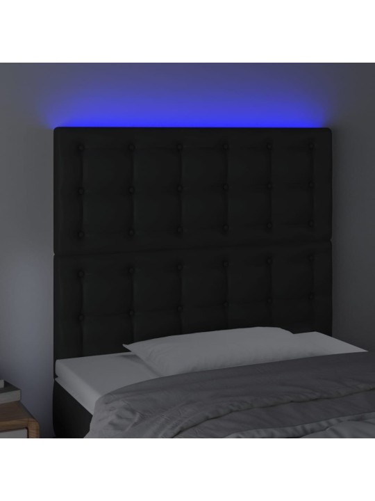 Čelo postele s LED černé 90x5x118/128 cm umělá kůže