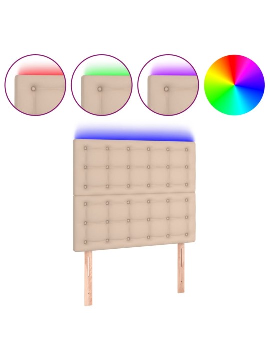 Čelo postele s led cappuccino 90x5x118/128 cm umělá kůže