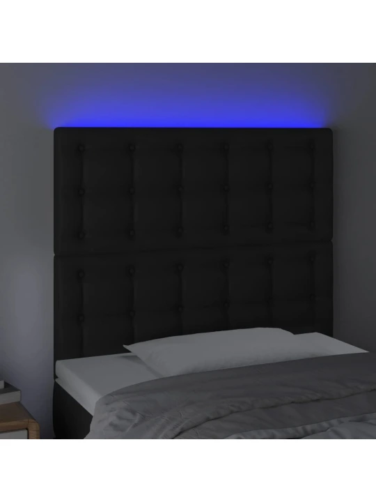 Čelo postele s LED černé 100x5x118/128 cm umělá kůže