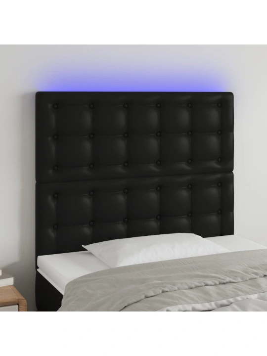 Čelo postele s LED černé 100x5x118/128 cm umělá kůže