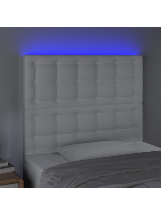 Čelo postele s LED bílé 100x5x118/128 cm umělá kůže
