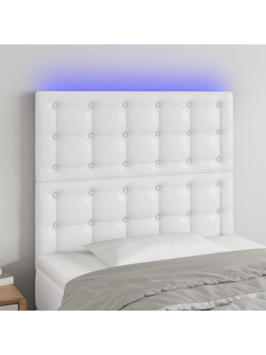 Čelo postele s LED bílé 100x5x118/128 cm umělá kůže
