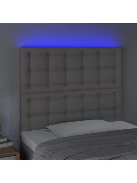 Čelo postele s LED šedé 100x5x118/128 cm umělá kůže
