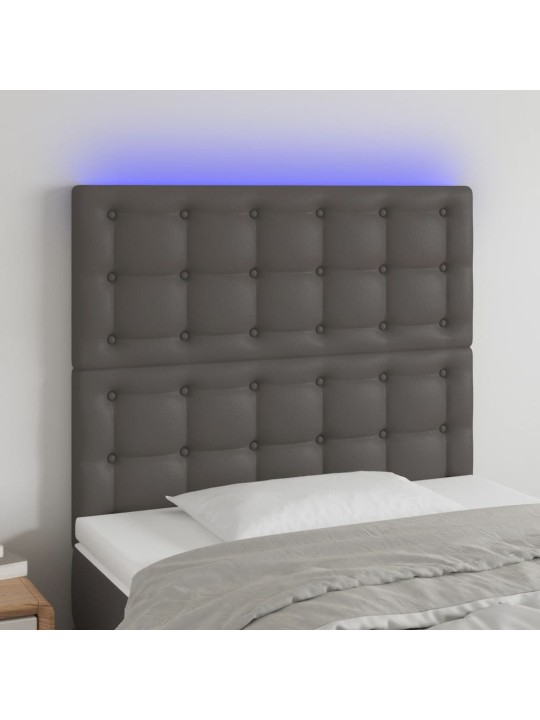 Čelo postele s LED šedé 100x5x118/128 cm umělá kůže