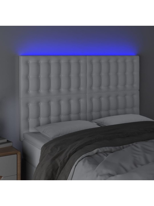 Čelo postele s LED bílé 144x5x118/128 cm umělá kůže