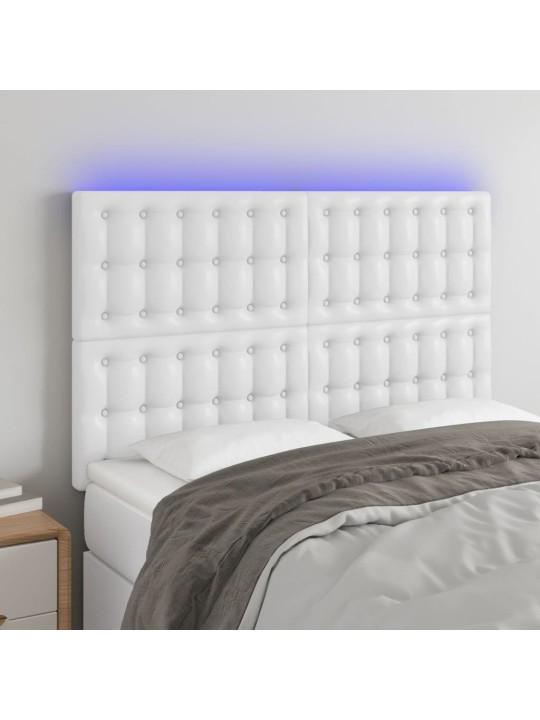 Čelo postele s LED bílé 144x5x118/128 cm umělá kůže
