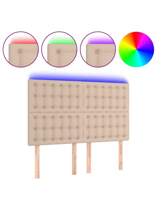 Čelo postele s led cappuccino 144x5x118/128 cm umělá kůže