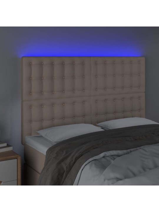 Čelo postele s led cappuccino 144x5x118/128 cm umělá kůže