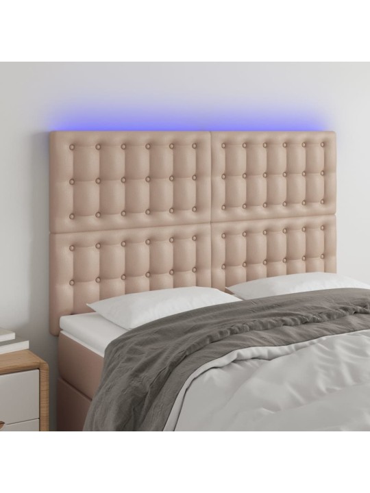 Čelo postele s led cappuccino 144x5x118/128 cm umělá kůže