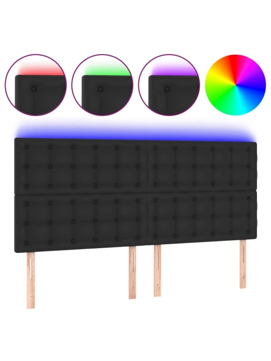 Čelo postele s LED černé 160x5x118/128 cm umělá kůže