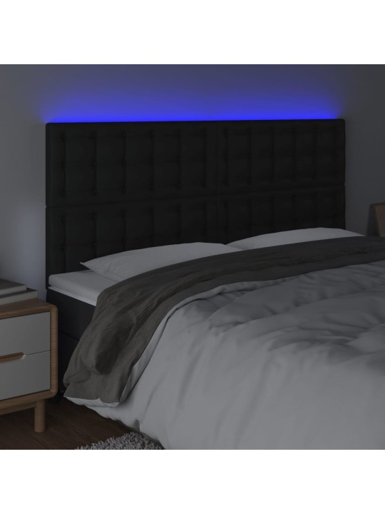 Čelo postele s LED černé 160x5x118/128 cm umělá kůže