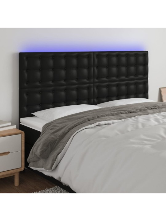 Čelo postele s LED černé 160x5x118/128 cm umělá kůže