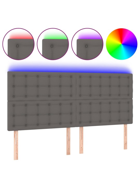 Čelo postele s led šedé 160x5x118/128 cm umělá kůže