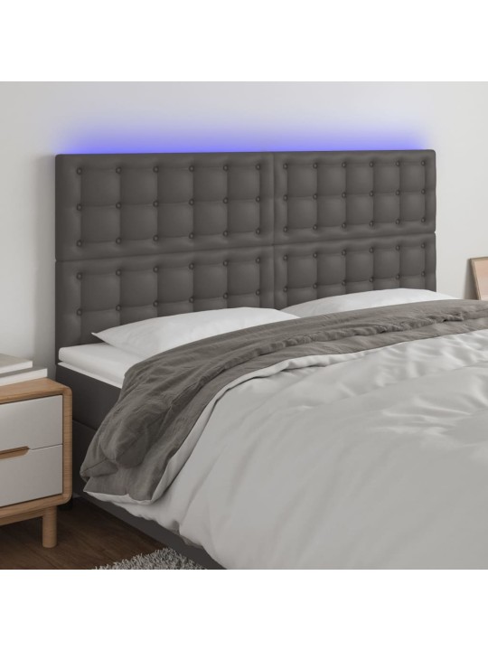Čelo postele s led šedé 160x5x118/128 cm umělá kůže