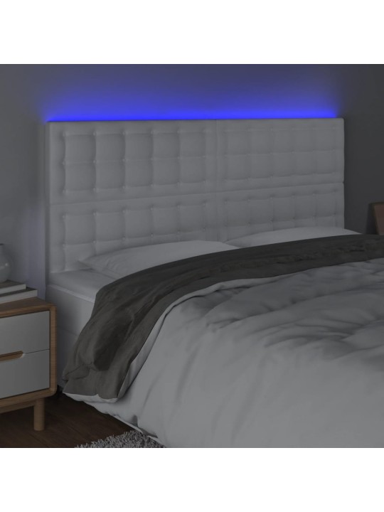 Čelo postele s LED bílé 180x5x118/128 cm umělá kůže