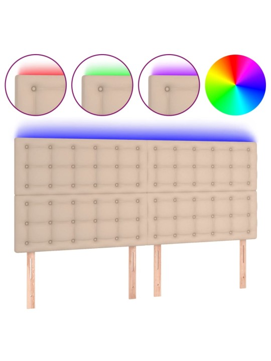 Čelo postele s led cappuccino 180x5x118/128 cm umělá kůže