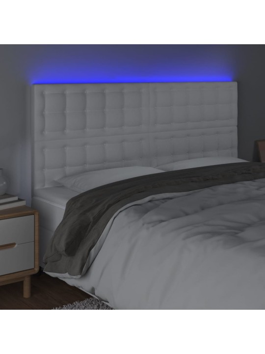 Čelo postele s LED bílé 200x5x118/128 cm umělá kůže